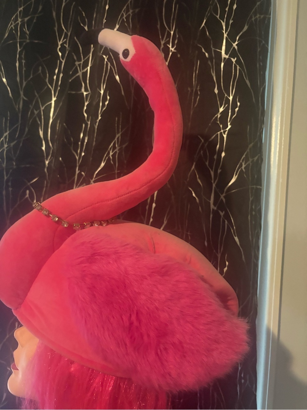 Pink Flamingo faux Novelty Hat -plus flamingo basket !!so flocking cute🦩🦩🦩 - Picture 9 of 16